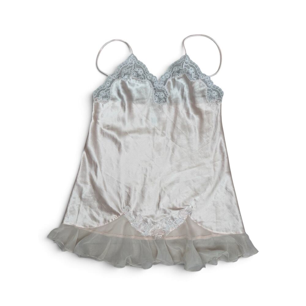 Vintage Sara Beth Saks Fifth Avenue Pink Satin Lace Nightgown Slip Dress M 38 - Picture 2 of 6